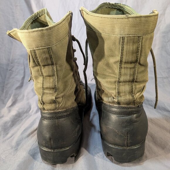 Vintage US Army Vietnam Era Green Canvas & Leather Jungle Combat Boots - Men's 9 - Picture 7 of 12